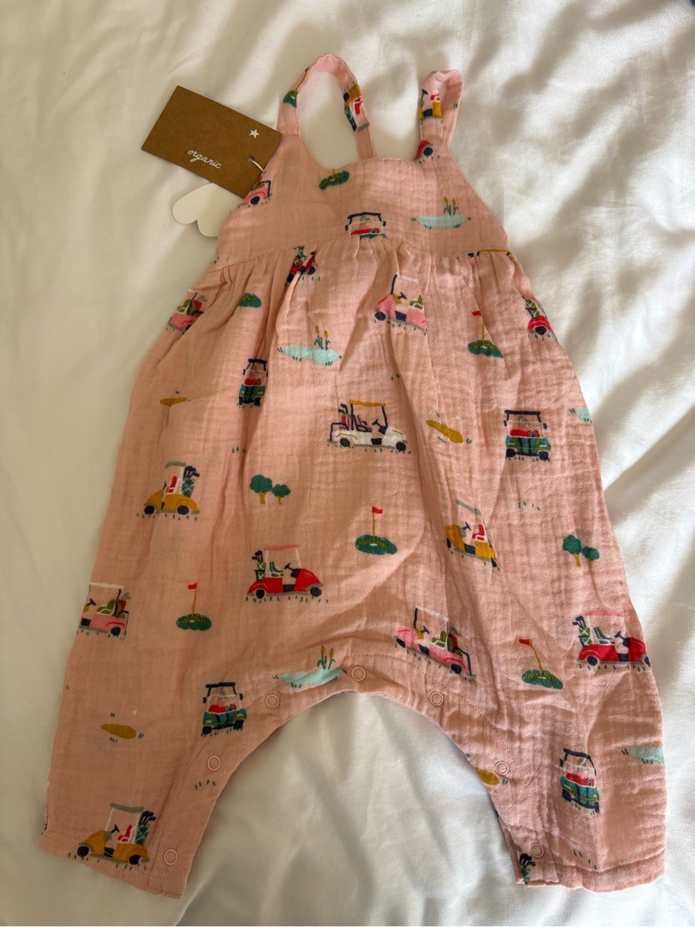 Angel Dear Pink Golf Cart Print Romper